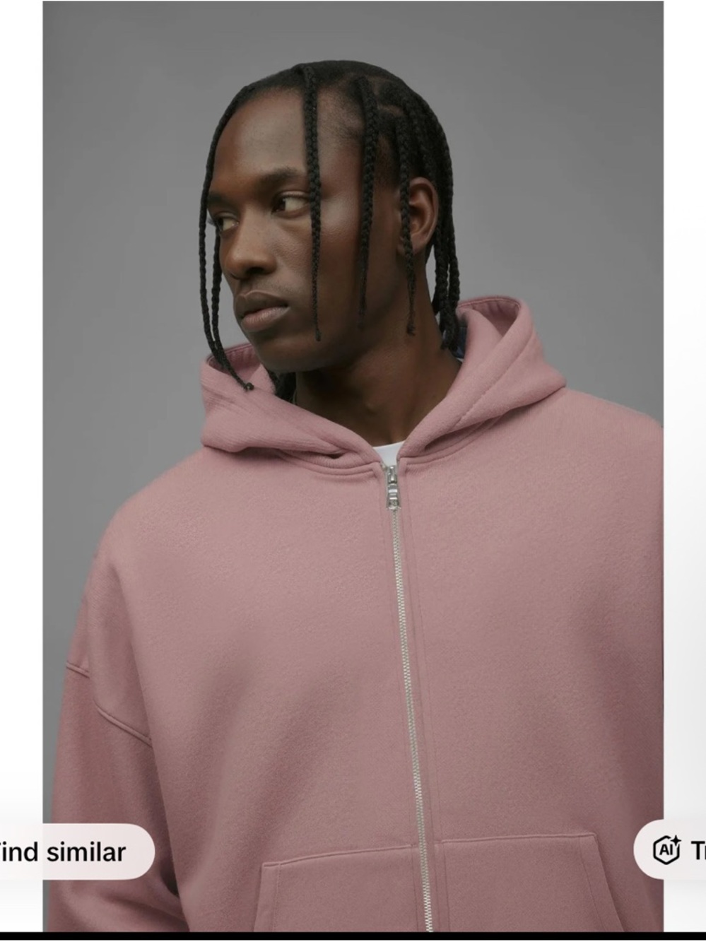 Fashion Nova Men's Zip-Up Hoodie in Dusty Rose